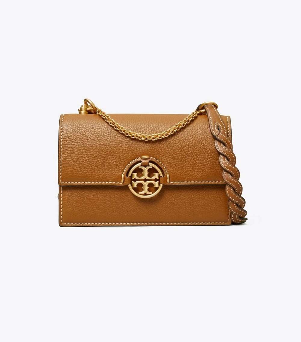 Tory Burch Miller Mini Shoulder Bag Light Umber Small Pebbled Shoulder Flap Bag